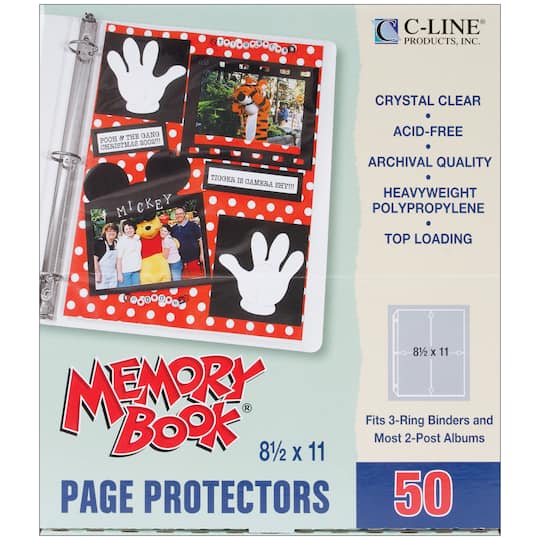 C-Line&#xAE; 8.5&#x27;&#x27; x 11&#x27;&#x27; Memory Book Top-Loading Page Protectors, 50ct.